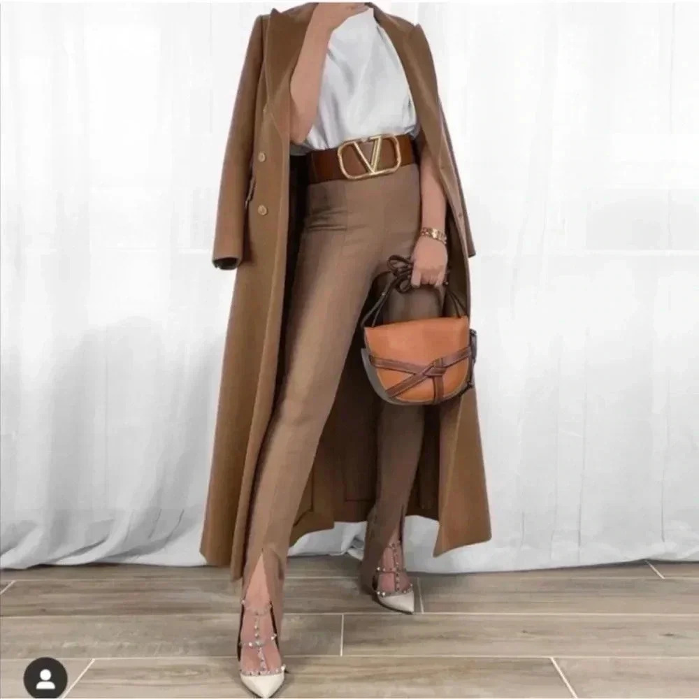 Zara Split Leg Hi-Rise Pull-On Legging Tan Women’s Size Small NWT - Picture 10 of 12